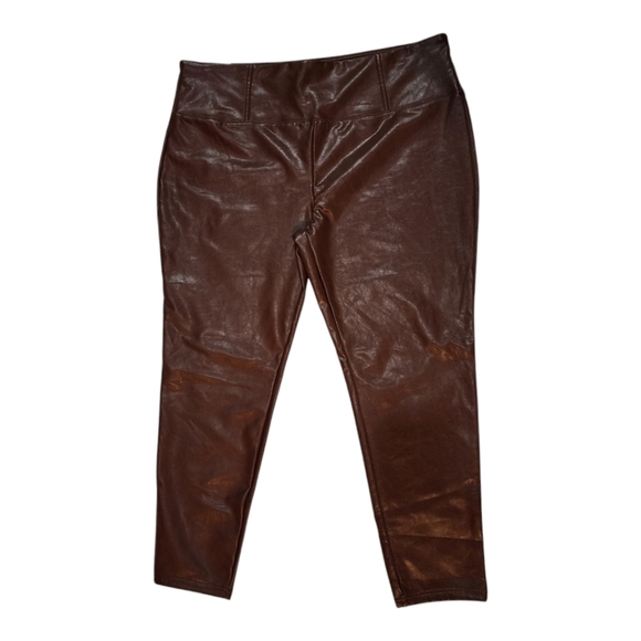 Tinseltown trendy plus size faux leather leggings in Hot Chocolate Size 3X NEW - Picture 2 of 9